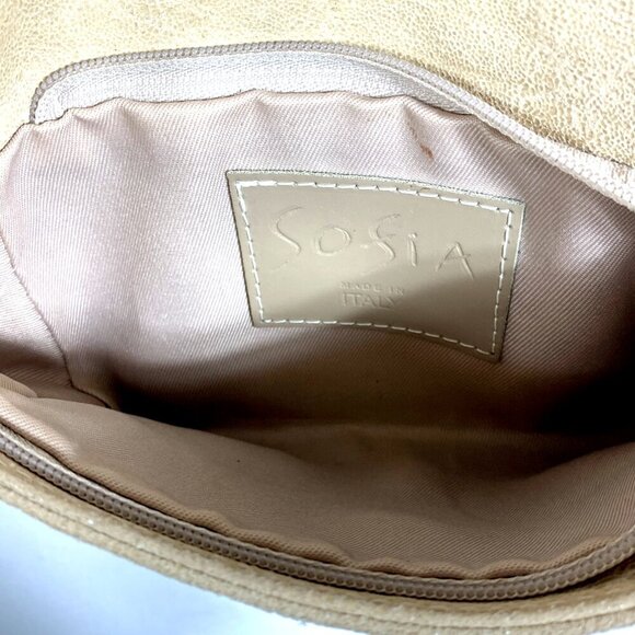 Sofia Purse Women's Beige Crossbody Chain Boho Rocker Shoulder Bag Italy - Picture 6 of 7